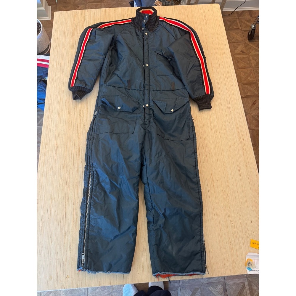 Vintage Davco Mens Snow Suit Insulated Blue One Piece Ski Coveralls Medium 25